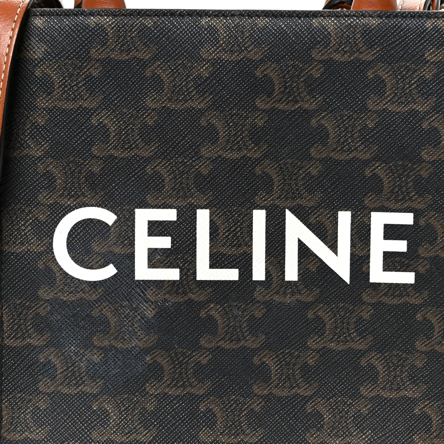 Triomphe Canvas Calfskin Mini Vertical Cabas Tan - Image 7