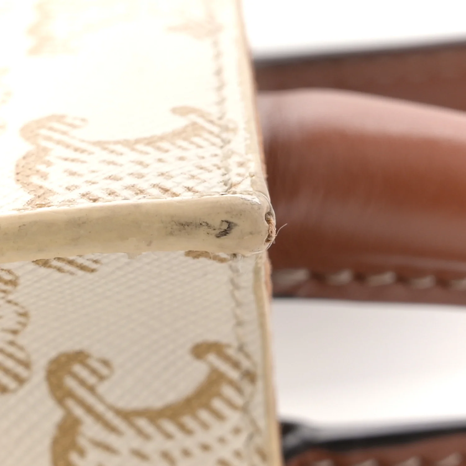 Triomphe Canvas Calfskin Mini Vertical Cabas White - Image 11