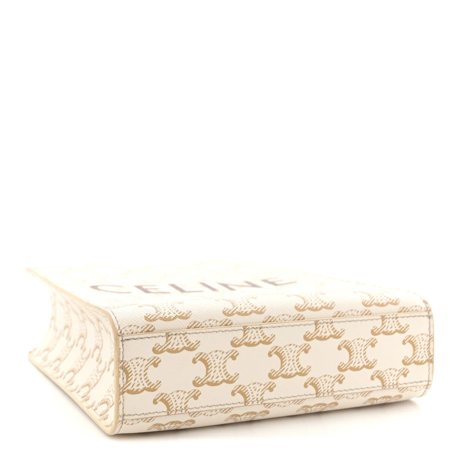 Triomphe Canvas Calfskin Mini Vertical Cabas White - Image 4