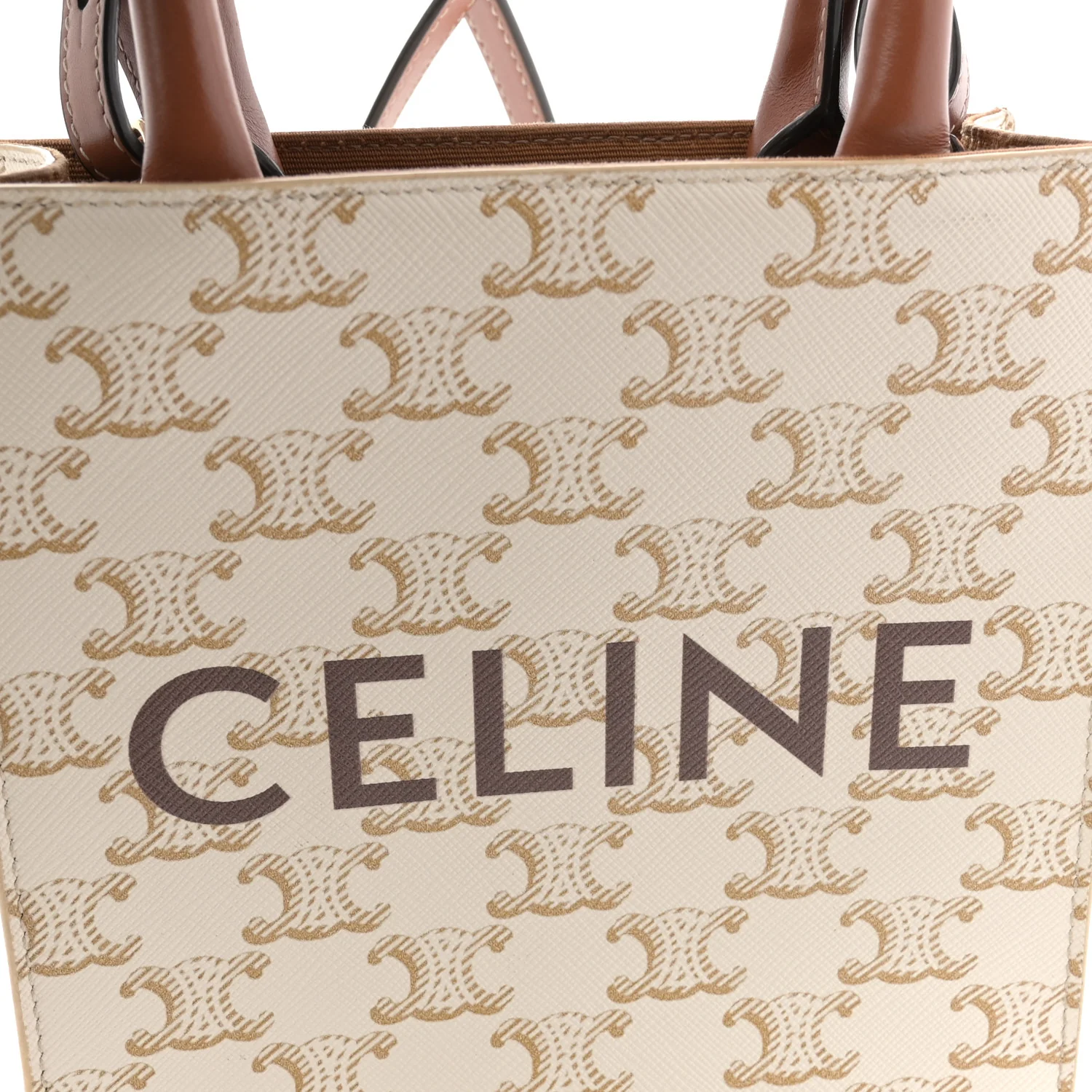 Triomphe Canvas Calfskin Mini Vertical Cabas White - Image 6