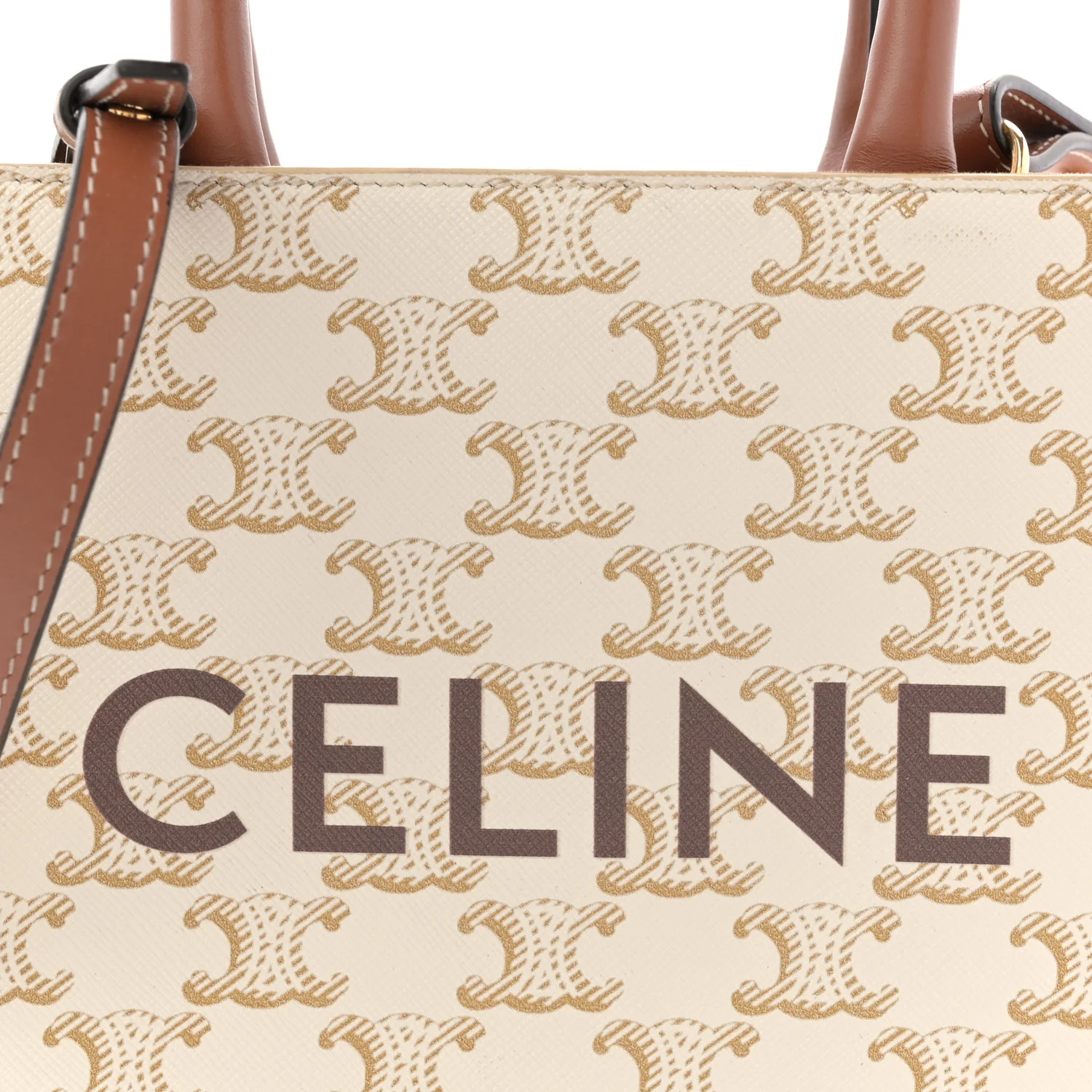 Triomphe Canvas Calfskin Mini Vertical Cabas White - Image 7