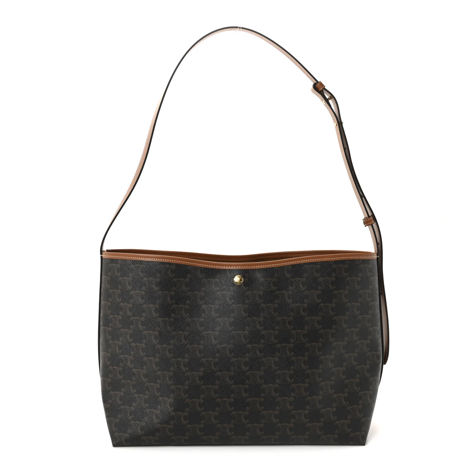 Triomphe Canvas Calfskin Shopper Tote Tan