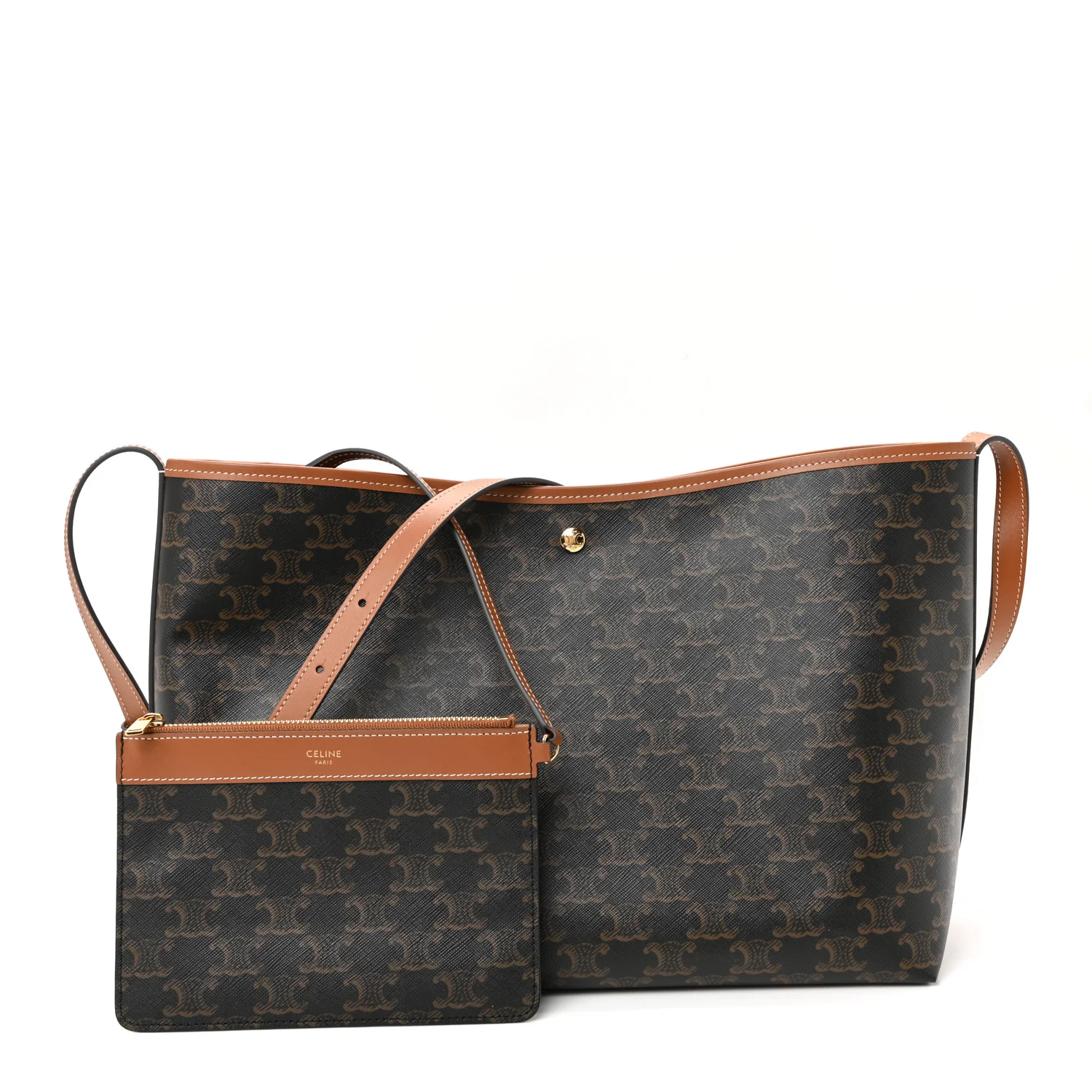 Triomphe Canvas Calfskin Shopper Tote Tan - Image 3