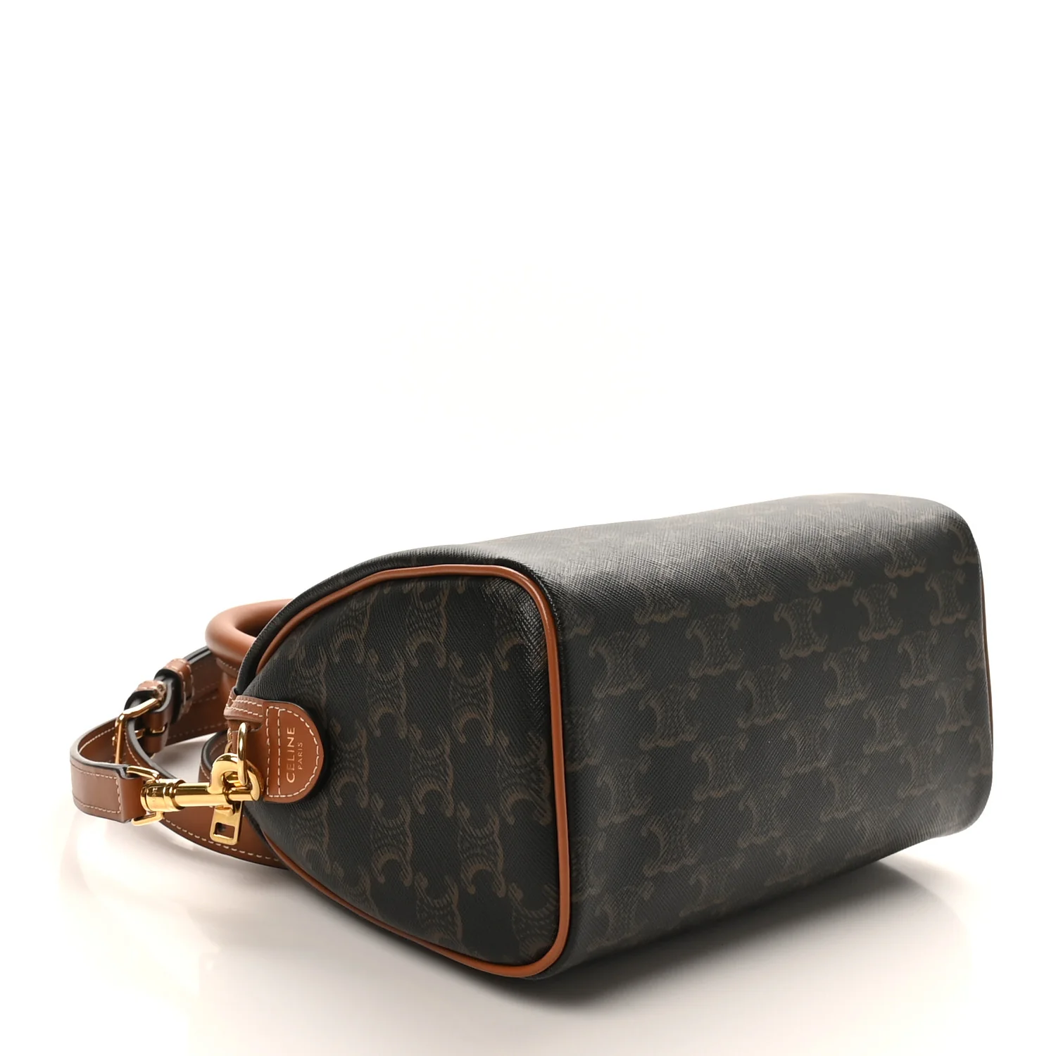 Triomphe Canvas Calfskin Small Boston Bag Tan - Image 4