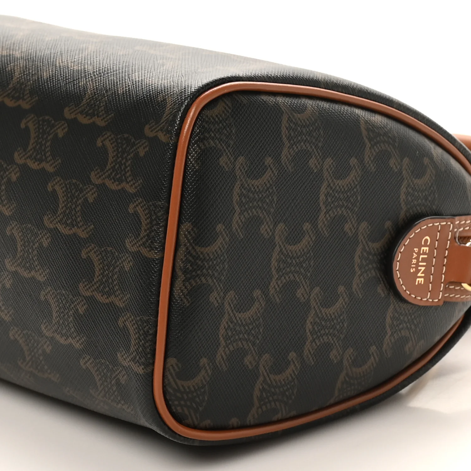 Triomphe Canvas Calfskin Small Boston Bag Tan - Image 9