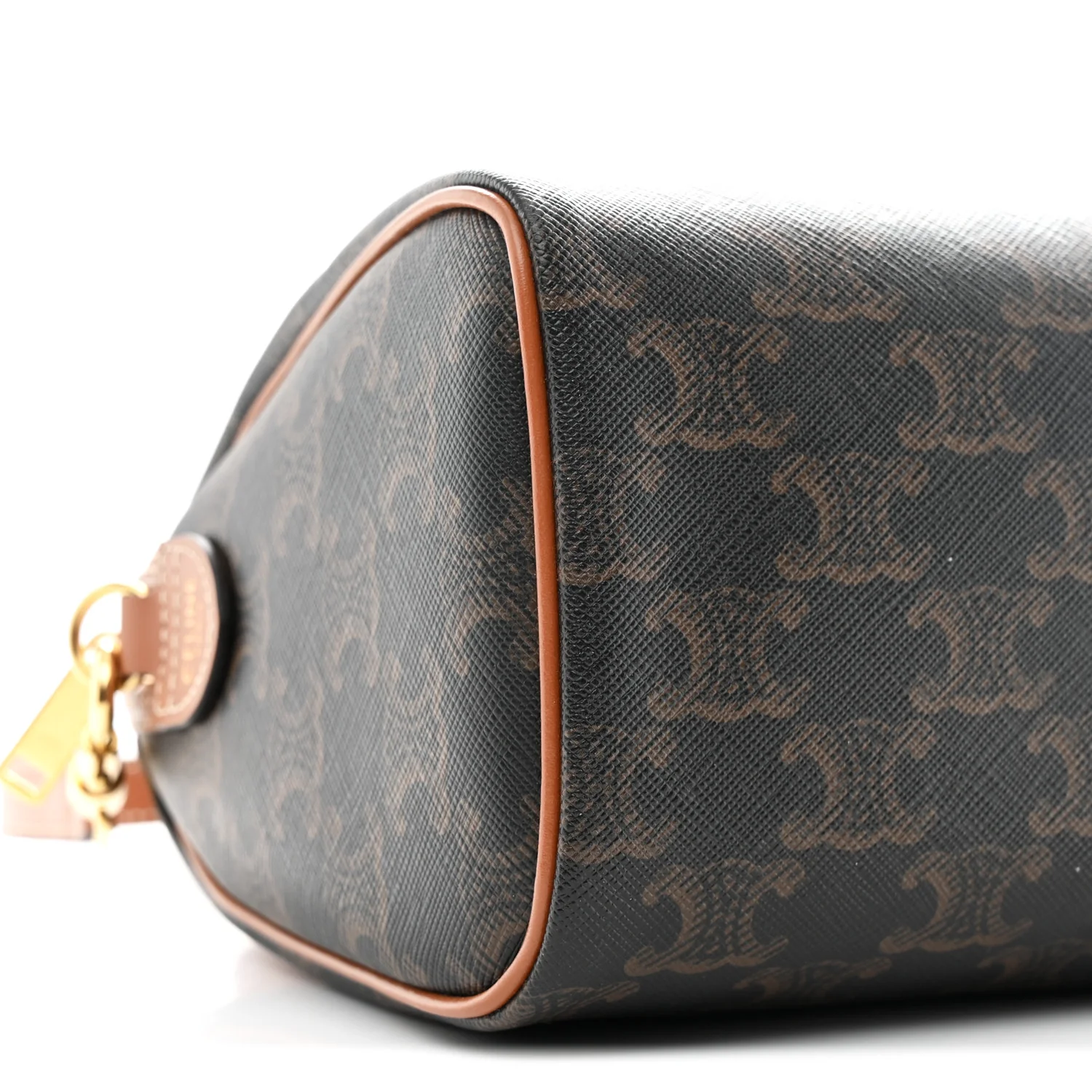 Triomphe Canvas Calfskin Small Boston Bag Tan - Image 10