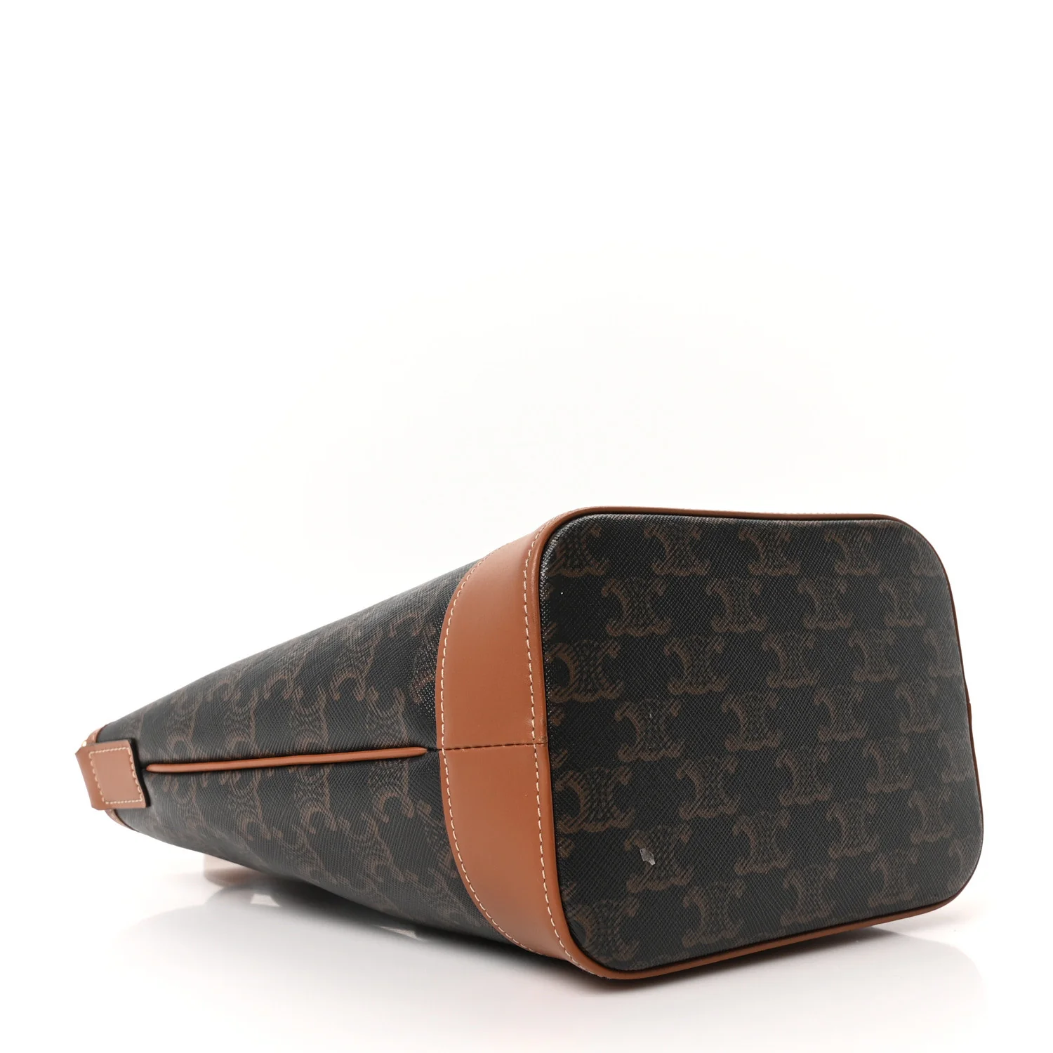 Triomphe Canvas Calfskin Small Bucket Bag Tan - Image 4