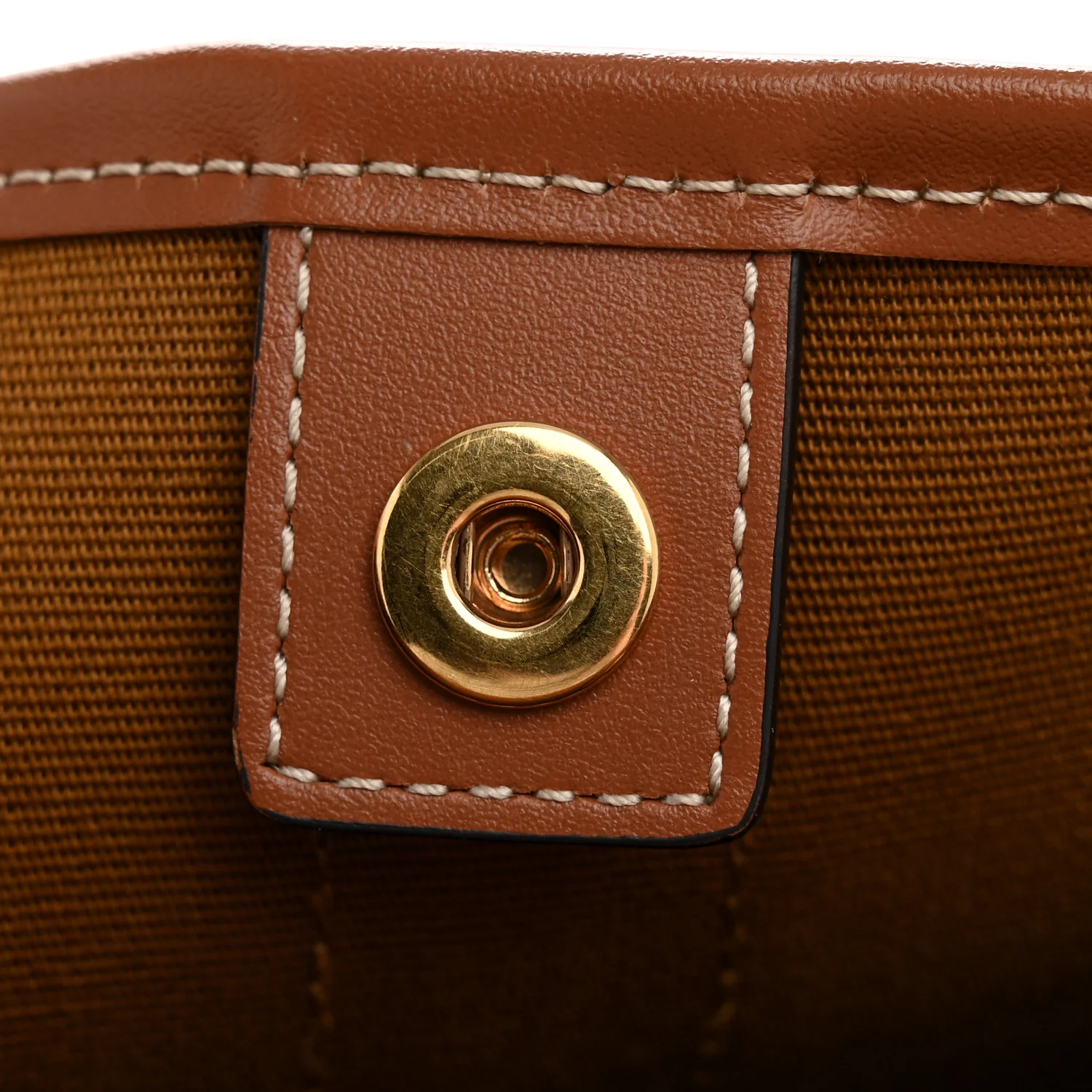 Triomphe Canvas Calfskin Small Bucket Bag Tan - Image 12