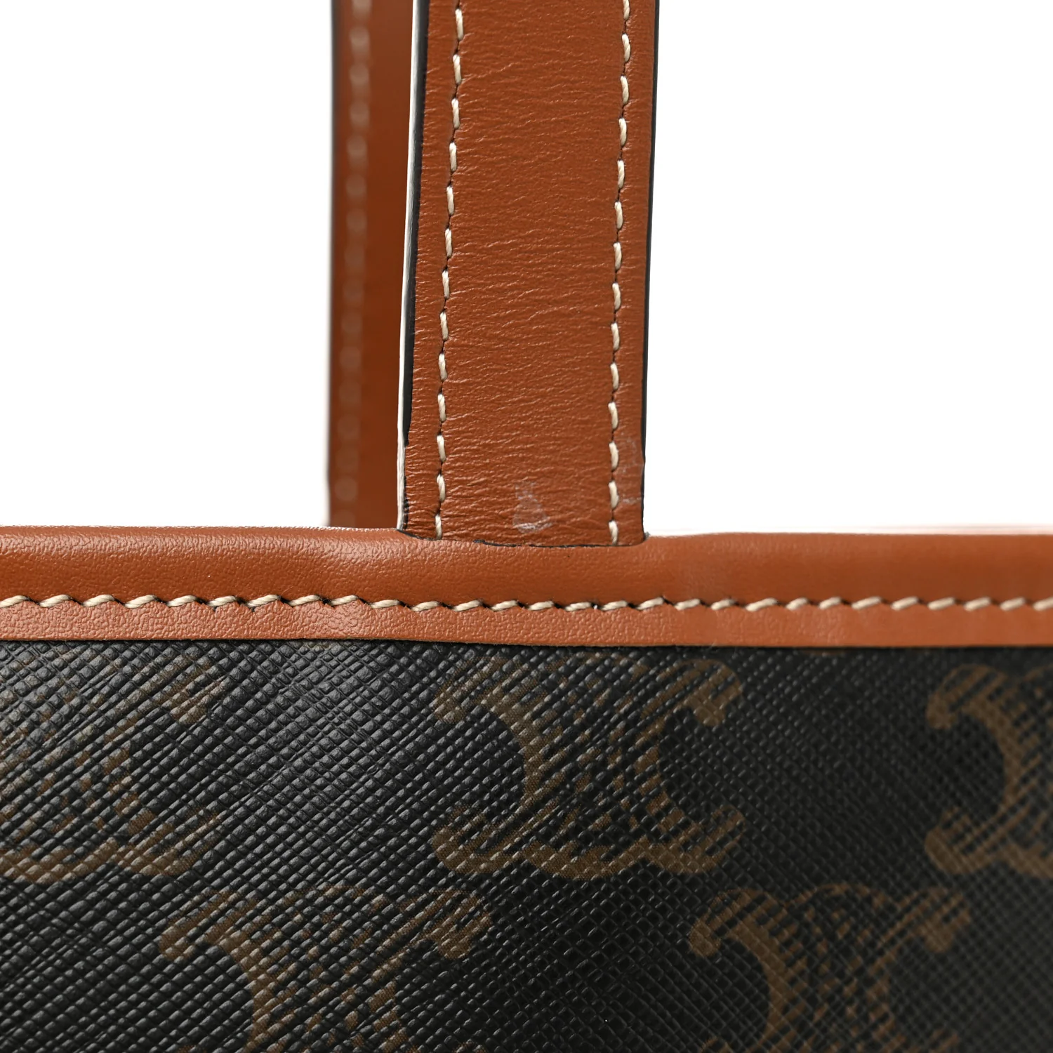 Triomphe Canvas Calfskin Small Cabas Bag Tan - Image 10