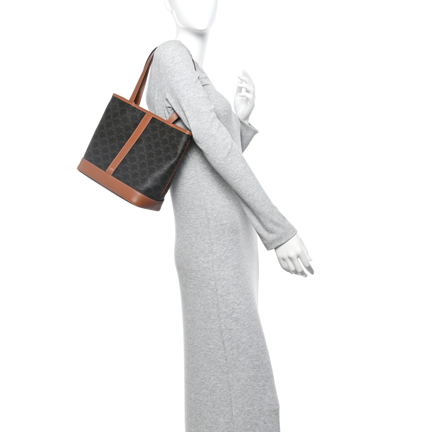 Triomphe Canvas Calfskin Small Cabas Bag Tan - Image 2