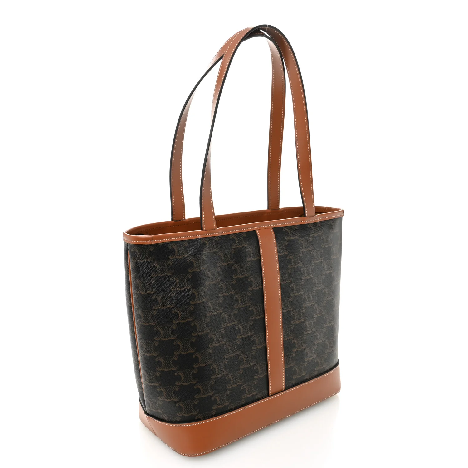 Triomphe Canvas Calfskin Small Cabas Bag Tan - Image 3