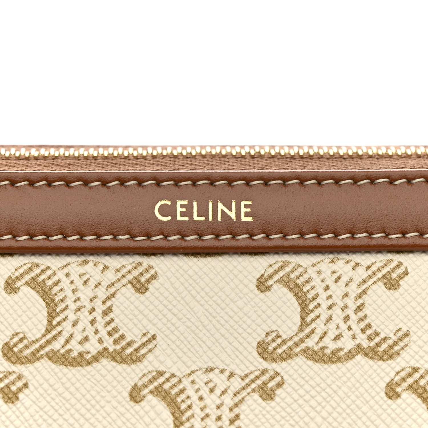 Triomphe Canvas Calfskin Small Cosmetic Pouch White - Image 6
