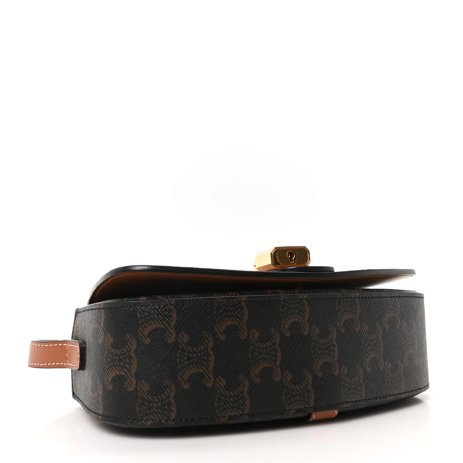 Triomphe Canvas Calfskin Tabou Clutch on Strap Tan - Image 4