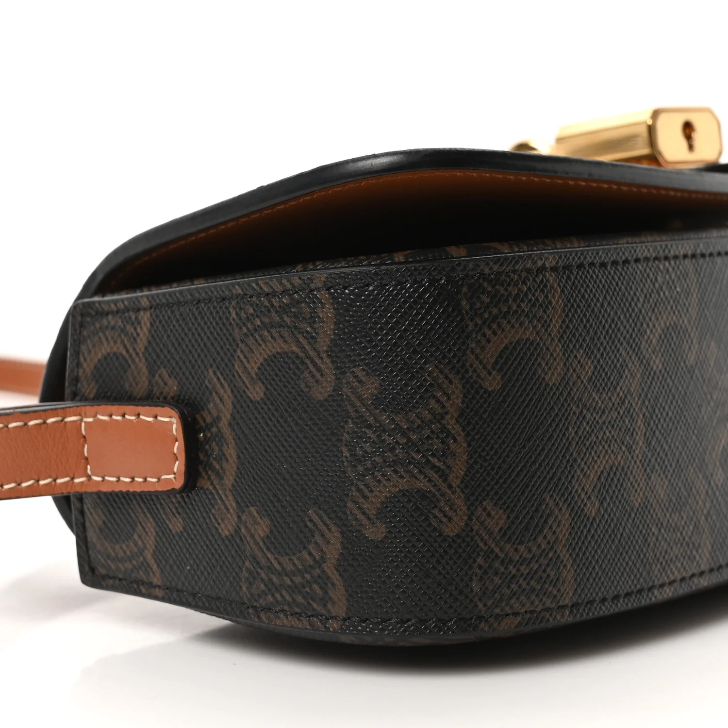 Triomphe Canvas Calfskin Tabou Clutch on Strap Tan - Image 8