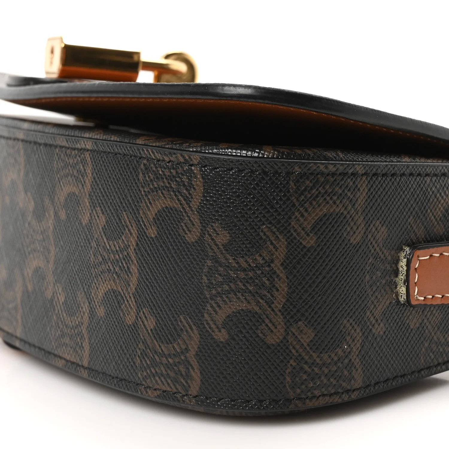 Triomphe Canvas Calfskin Tabou Clutch on Strap Tan - Image 9