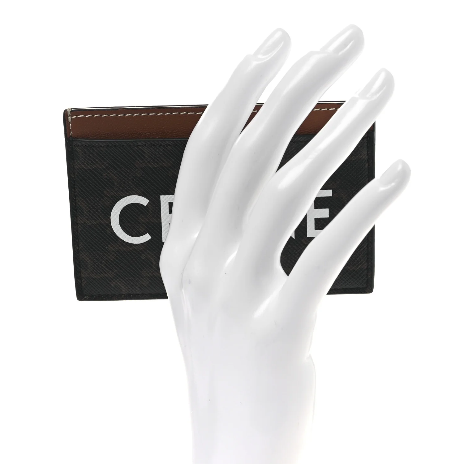 Triomphe Canvas Card Holder Tan - Image 2