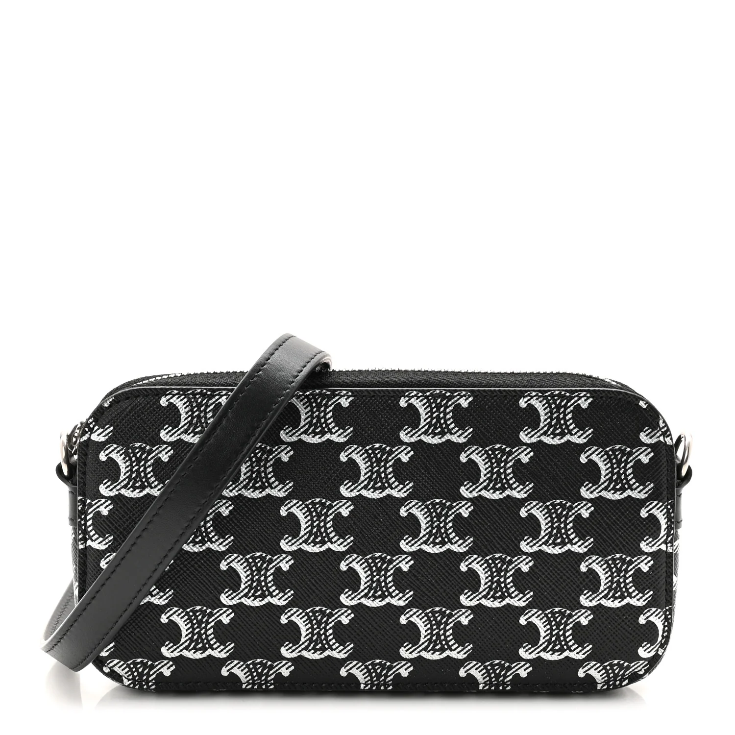 Triomphe Canvas Horizontal Pouch Silver Black