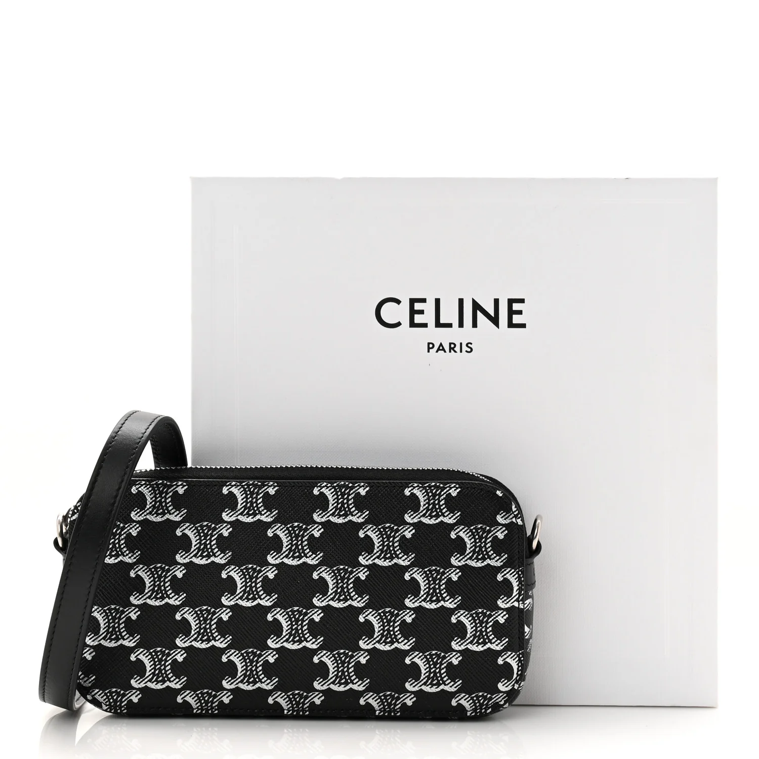 Triomphe Canvas Horizontal Pouch Silver Black - Image 22