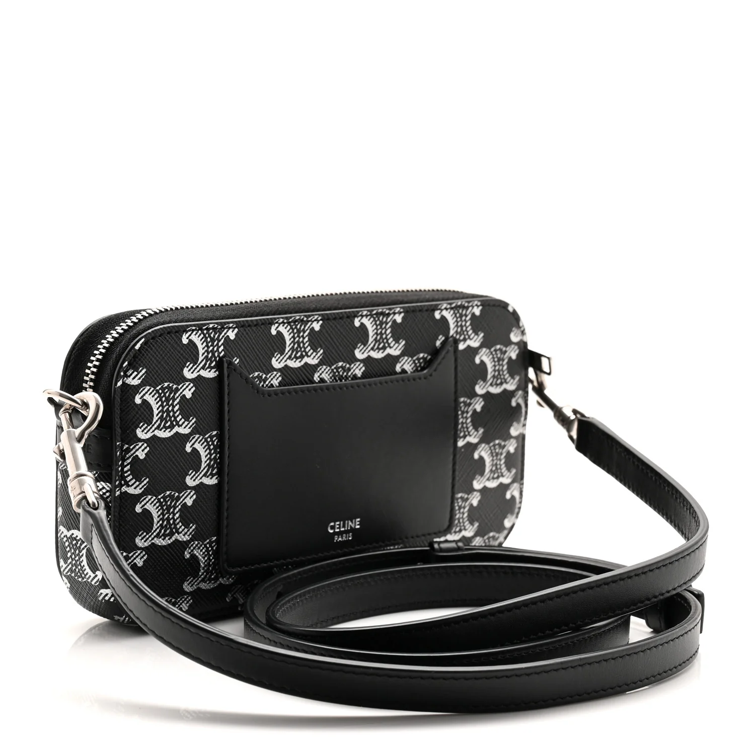 Triomphe Canvas Horizontal Pouch Silver Black - Image 5