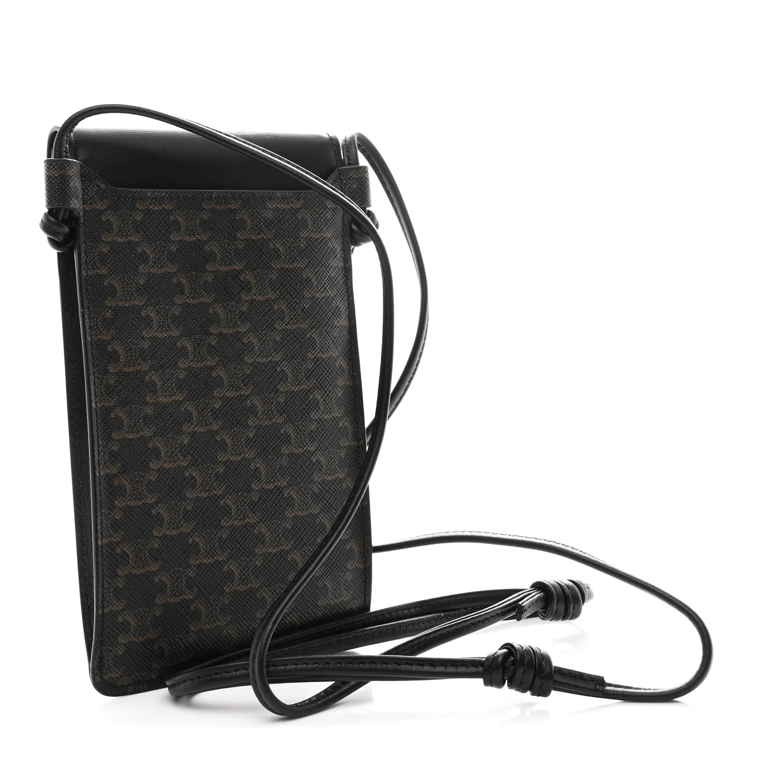 Triomphe Canvas Lambskin Phone Pouch With Flap Black - Image 3