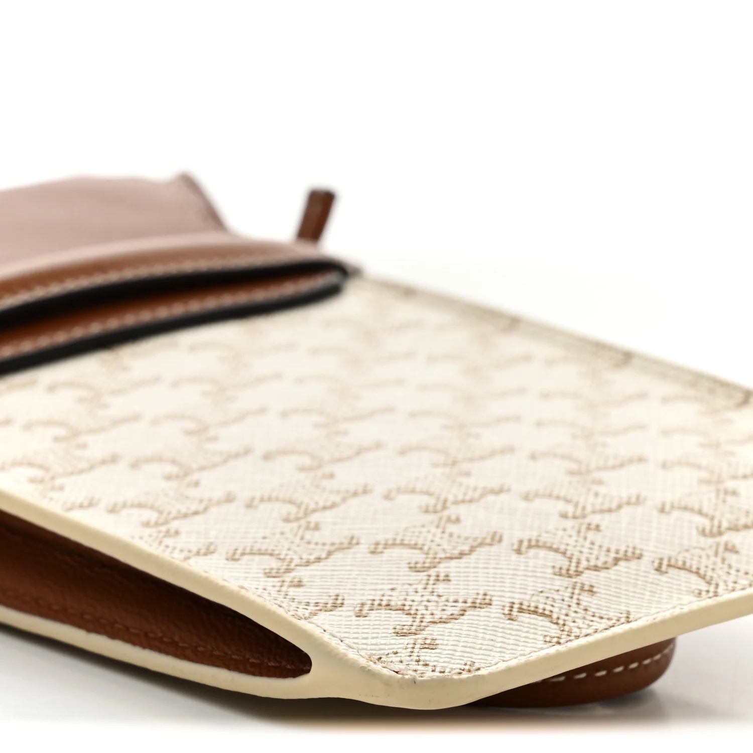 Triomphe Canvas Lambskin Phone Pouch With Flap White Tan - Image 10