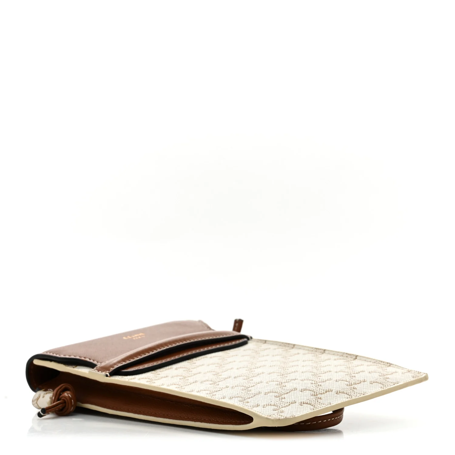 Triomphe Canvas Lambskin Phone Pouch With Flap White Tan - Image 4