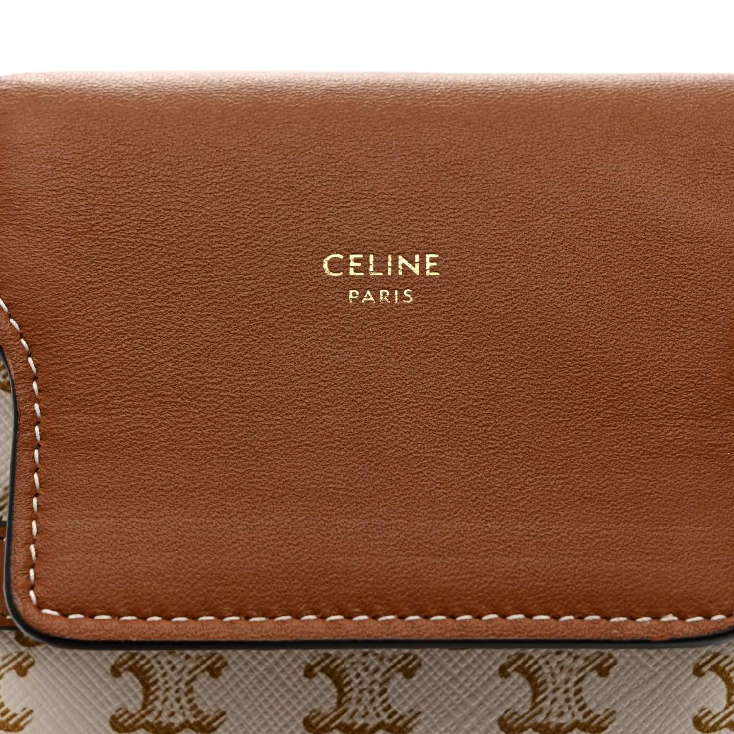 Triomphe Canvas Lambskin Phone Pouch With Flap White Tan - Image 7