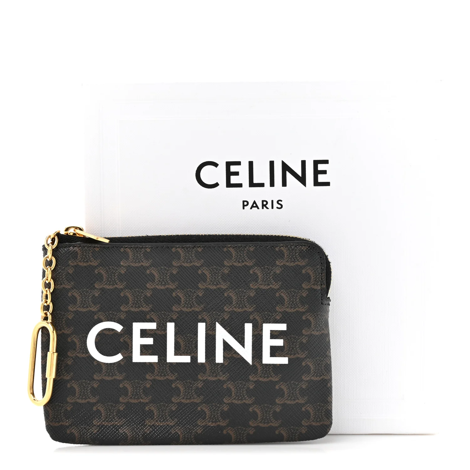 Triomphe Canvas Logo Coin and Card Pouch With Hook Black - Image 10