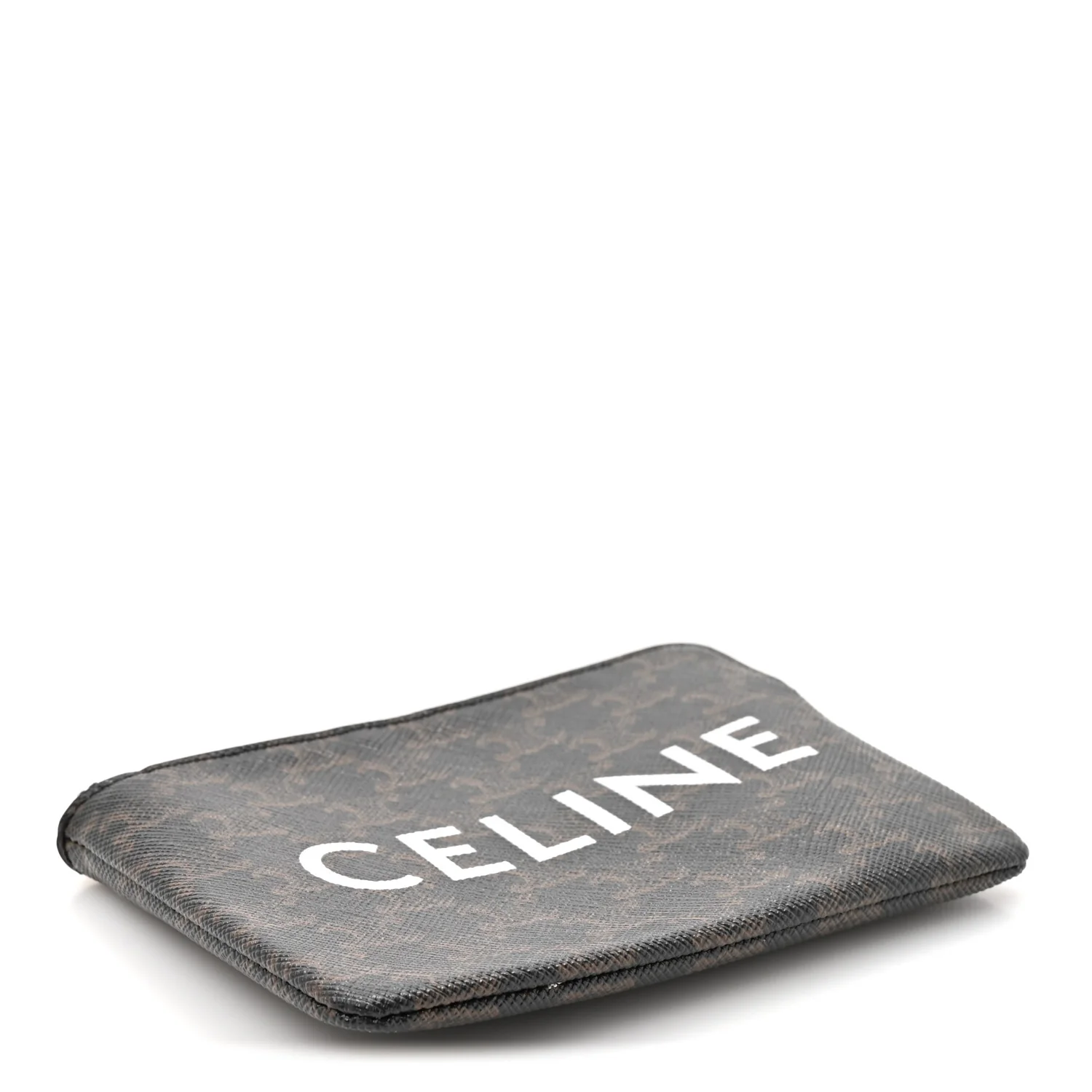 Triomphe Canvas Logo Coin and Card Pouch With Hook Black - Image 4