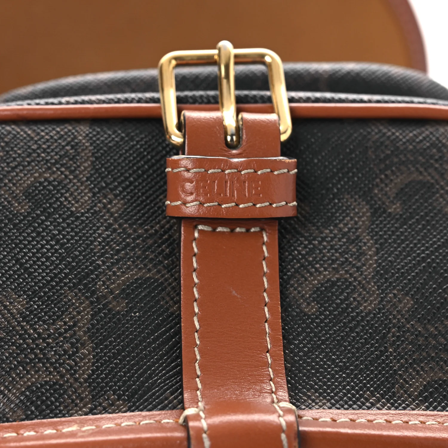 Triomphe Canvas Medium Folco Bag Tan - Image 7