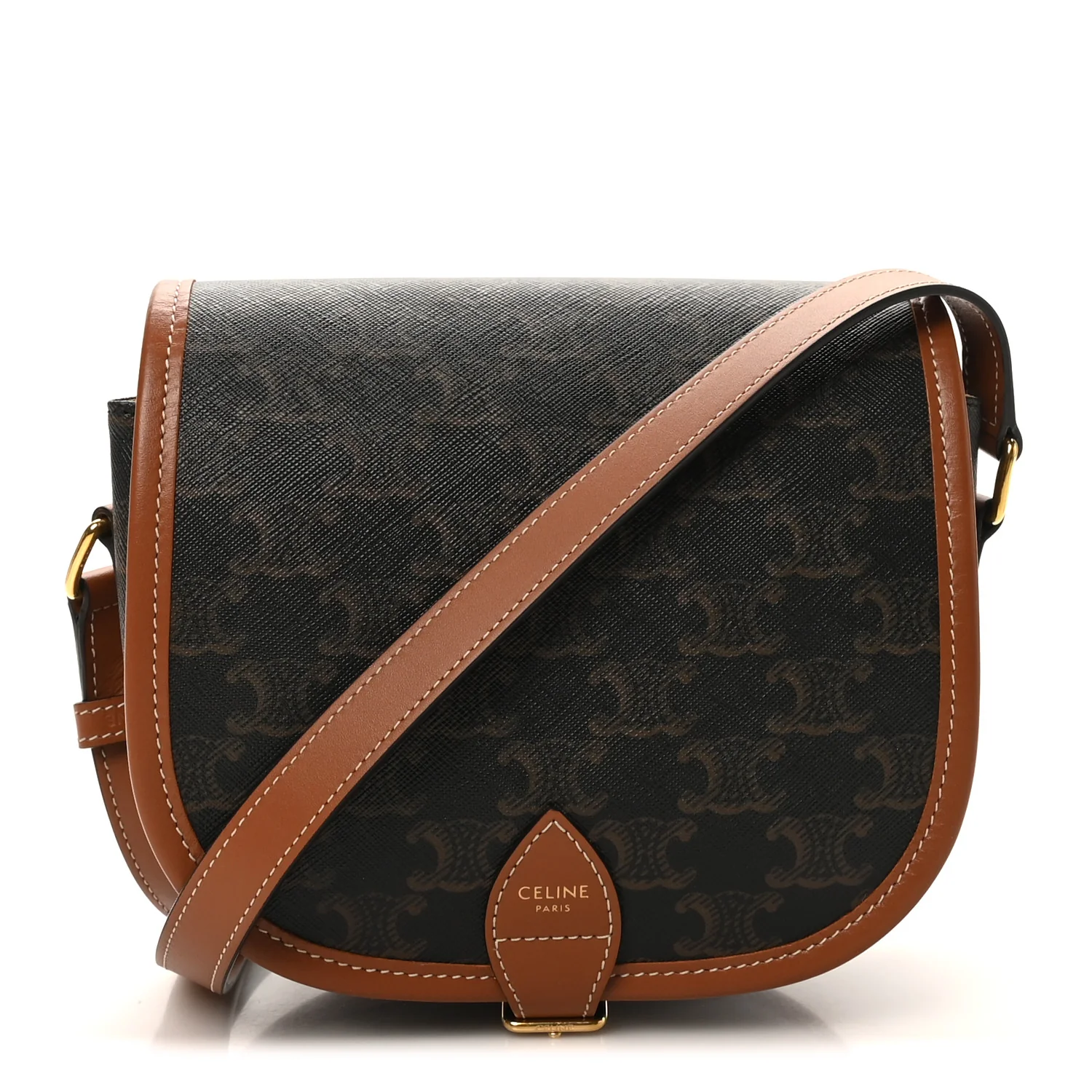 Triomphe Canvas Medium Folco Bag Tan