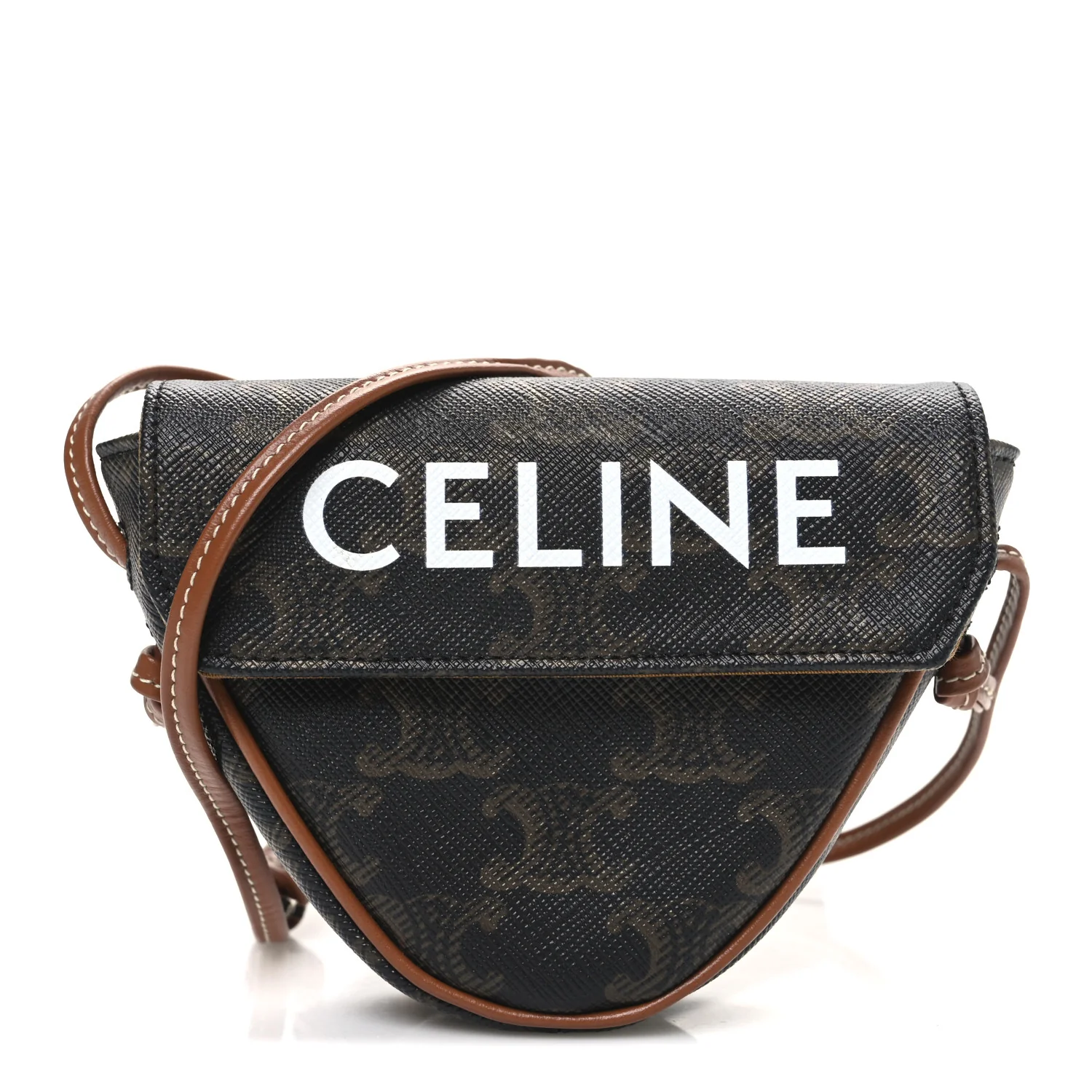 Triomphe Canvas Mini Triangle Crossbody Bag Tan