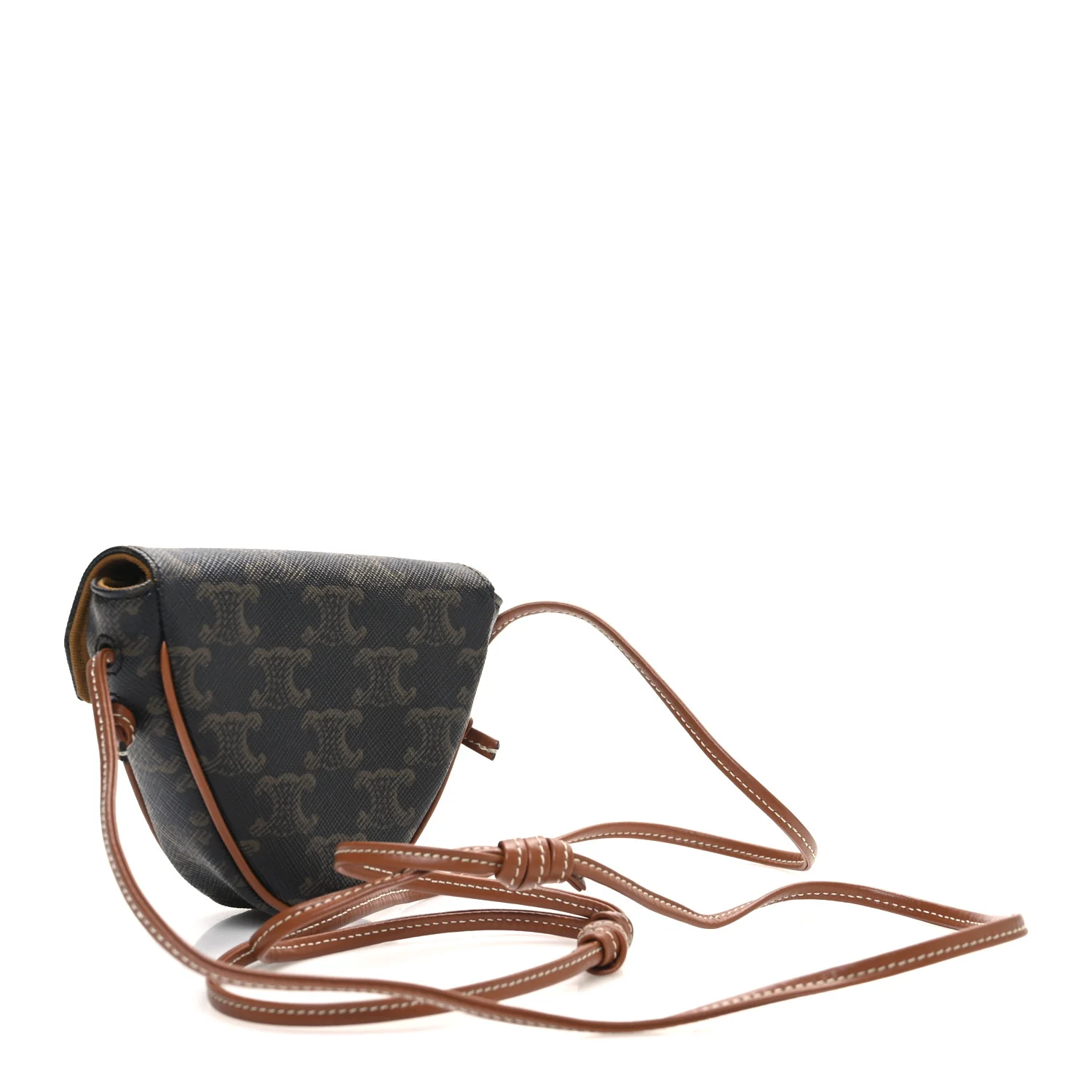 Triomphe Canvas Mini Triangle Crossbody Bag Tan - Image 3