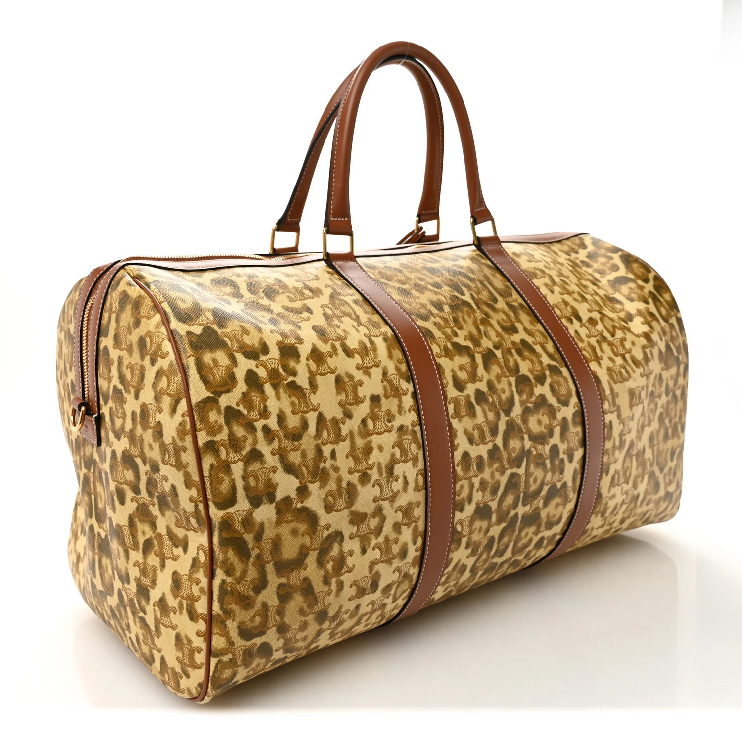 Triomphe Cheetah Canvas Large Travel Duffle Brown - Image 2