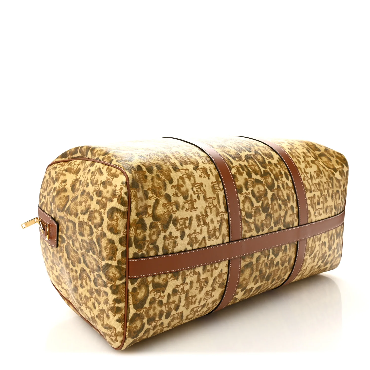 Triomphe Cheetah Canvas Large Travel Duffle Brown - Image 3