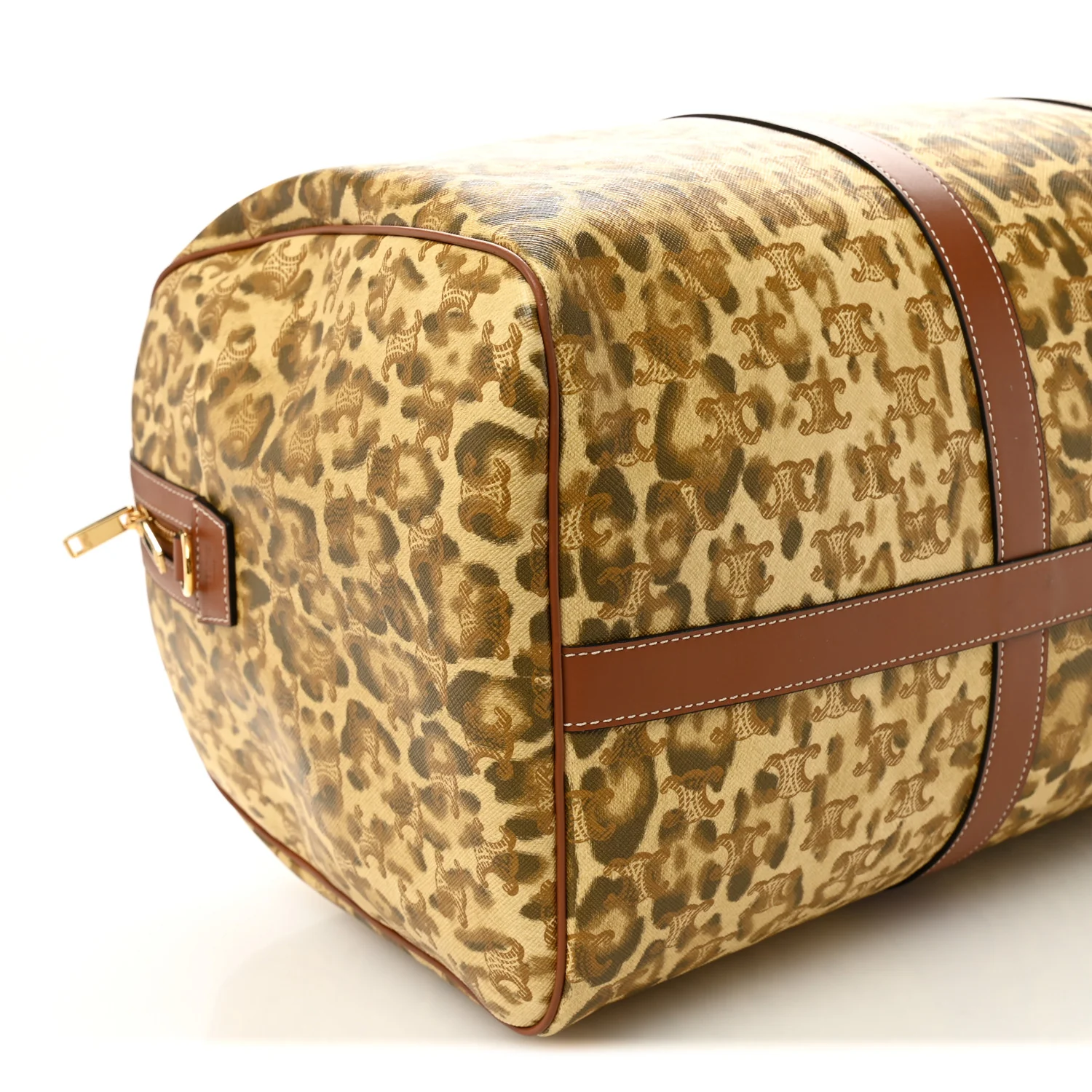 Triomphe Cheetah Canvas Large Travel Duffle Brown - Image 8