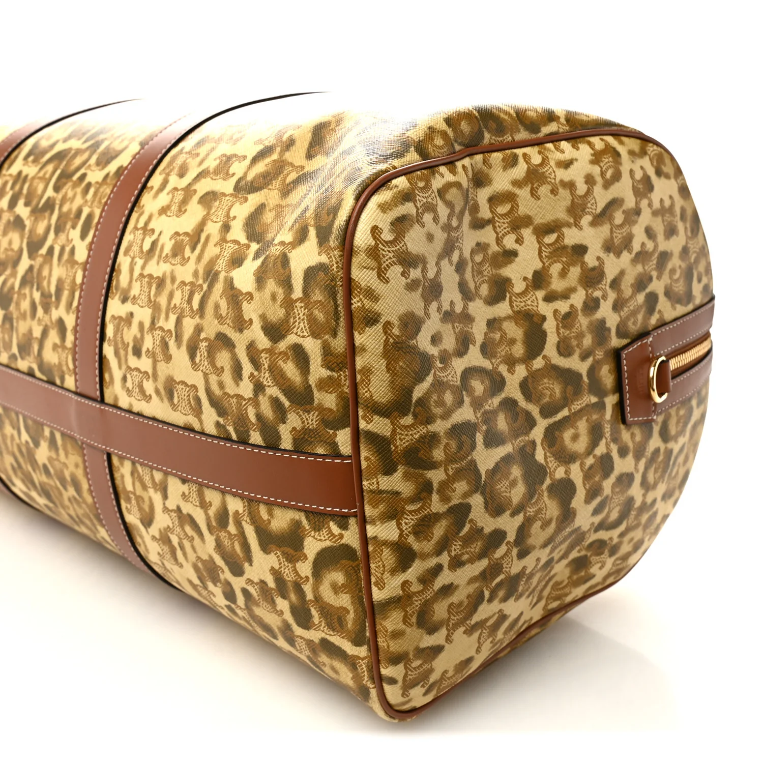 Triomphe Cheetah Canvas Large Travel Duffle Brown - Image 9