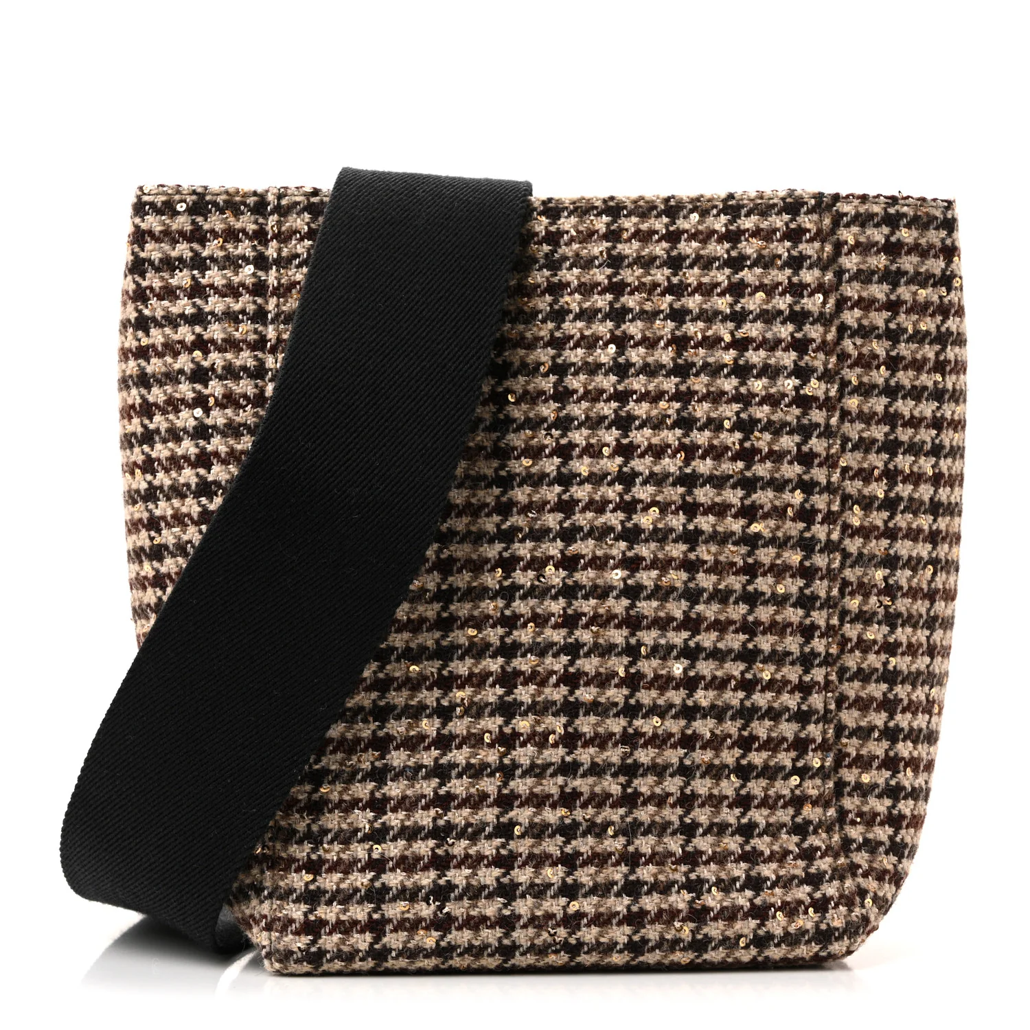 Tweed Small Sangle Bucket Bag Beige - Image 2