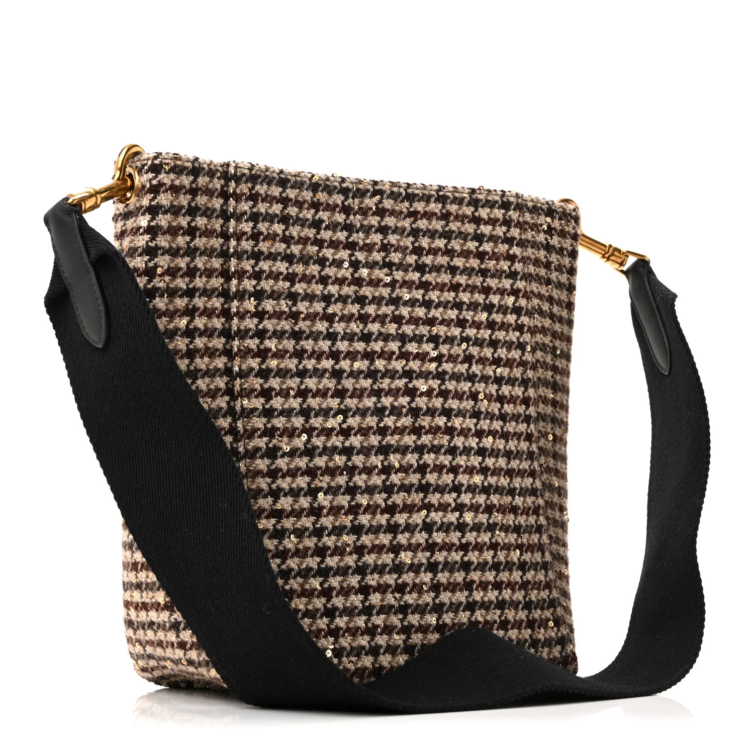 Tweed Small Sangle Bucket Bag Beige - Image 5