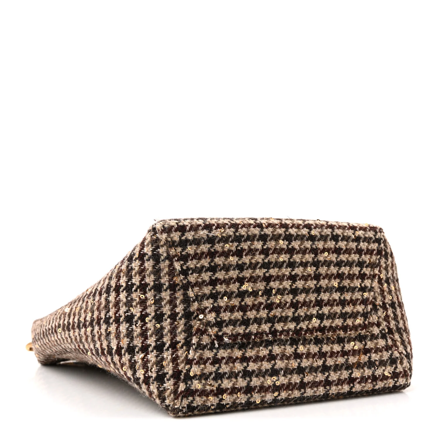 Tweed Small Sangle Bucket Bag Beige - Image 9