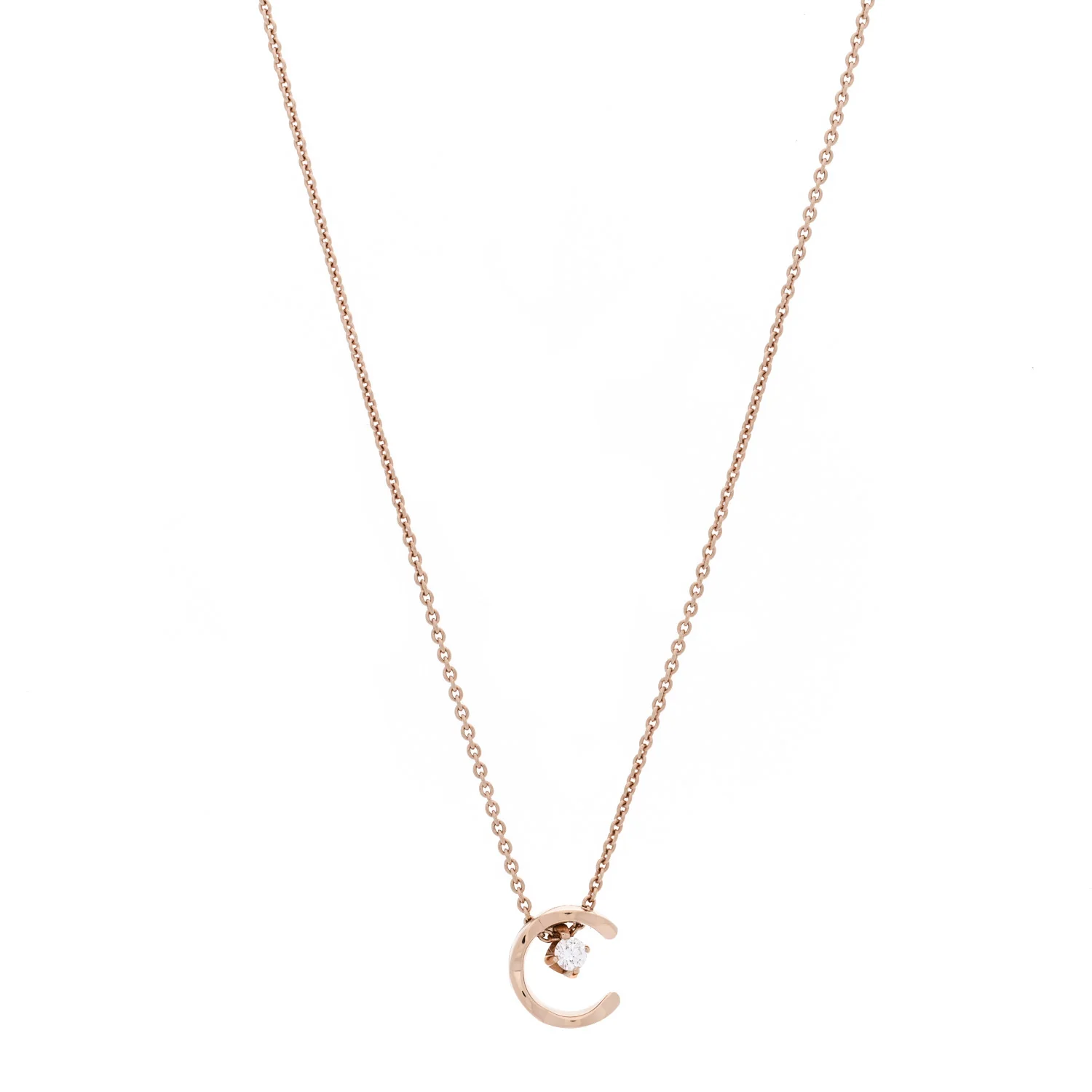 18K Beige Gold Diamond Coco Crush C Necklace