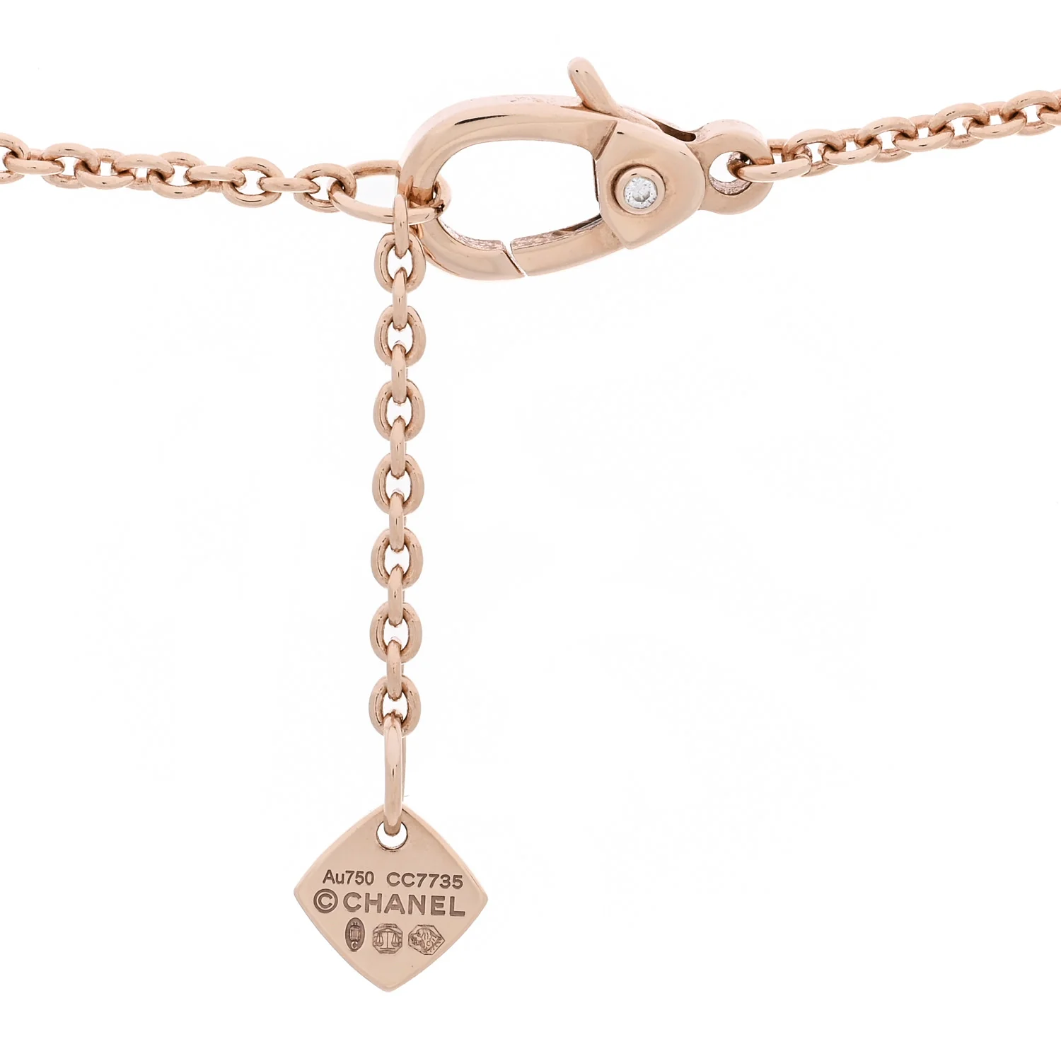 18K Beige Gold Diamond Coco Crush C Necklace - Image 5