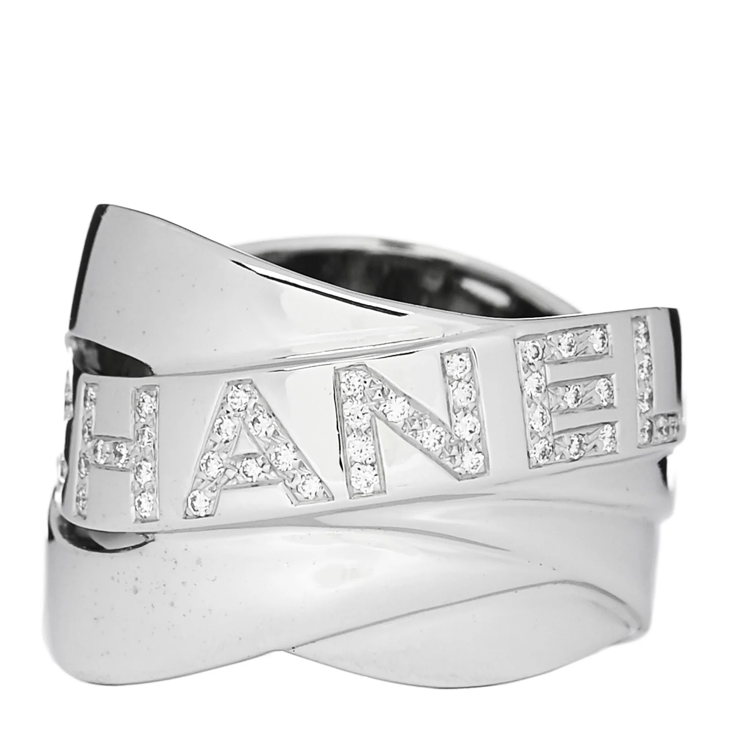 18K White Gold Diamond Bolduc Ring 54 7