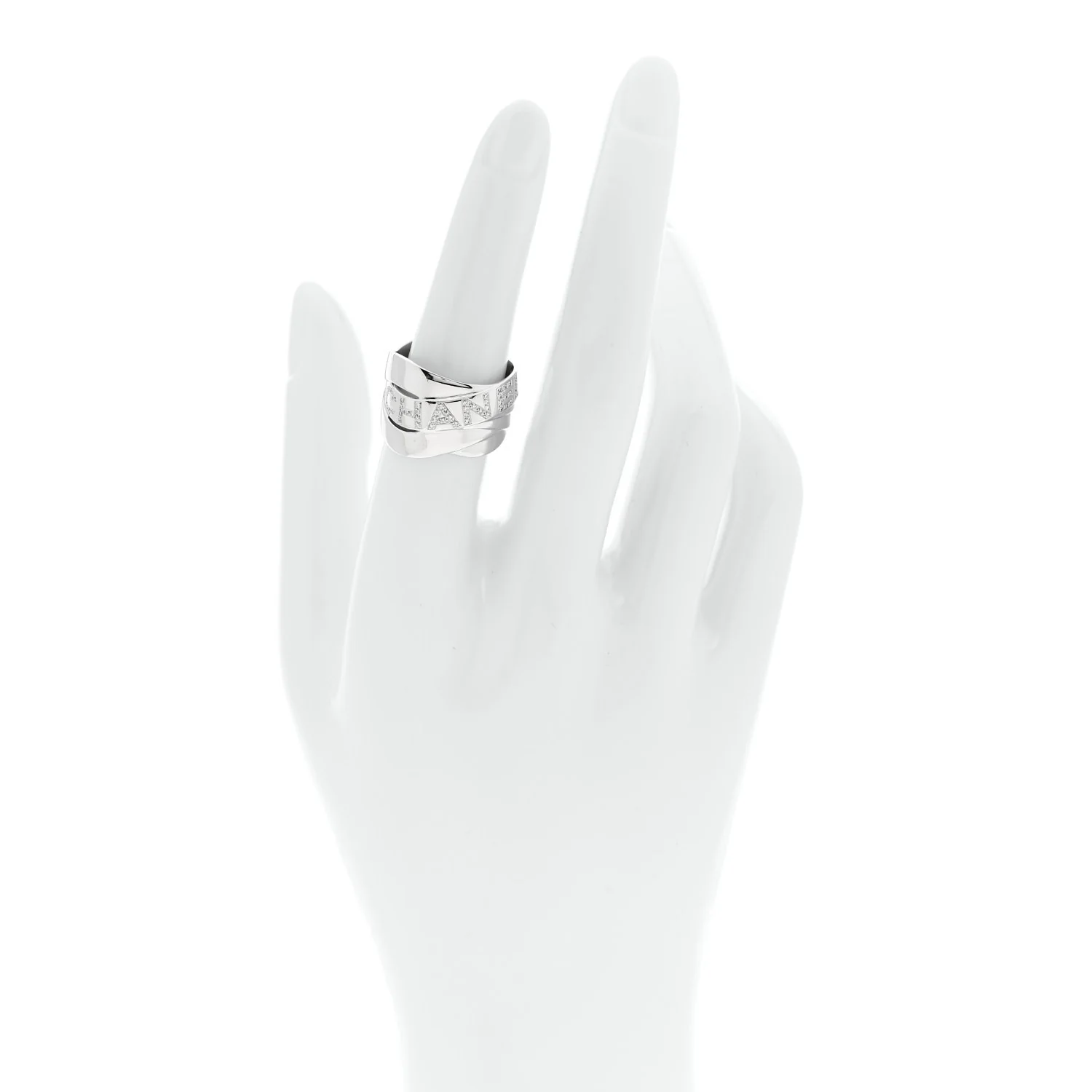 18K White Gold Diamond Bolduc Ring 54 7 - Image 2