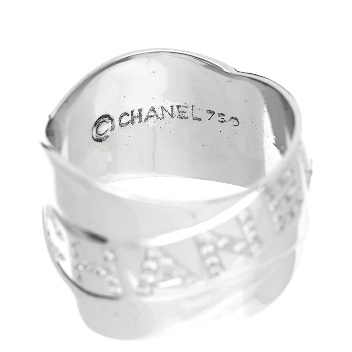 18K White Gold Diamond Bolduc Ring 54 7 - Image 4