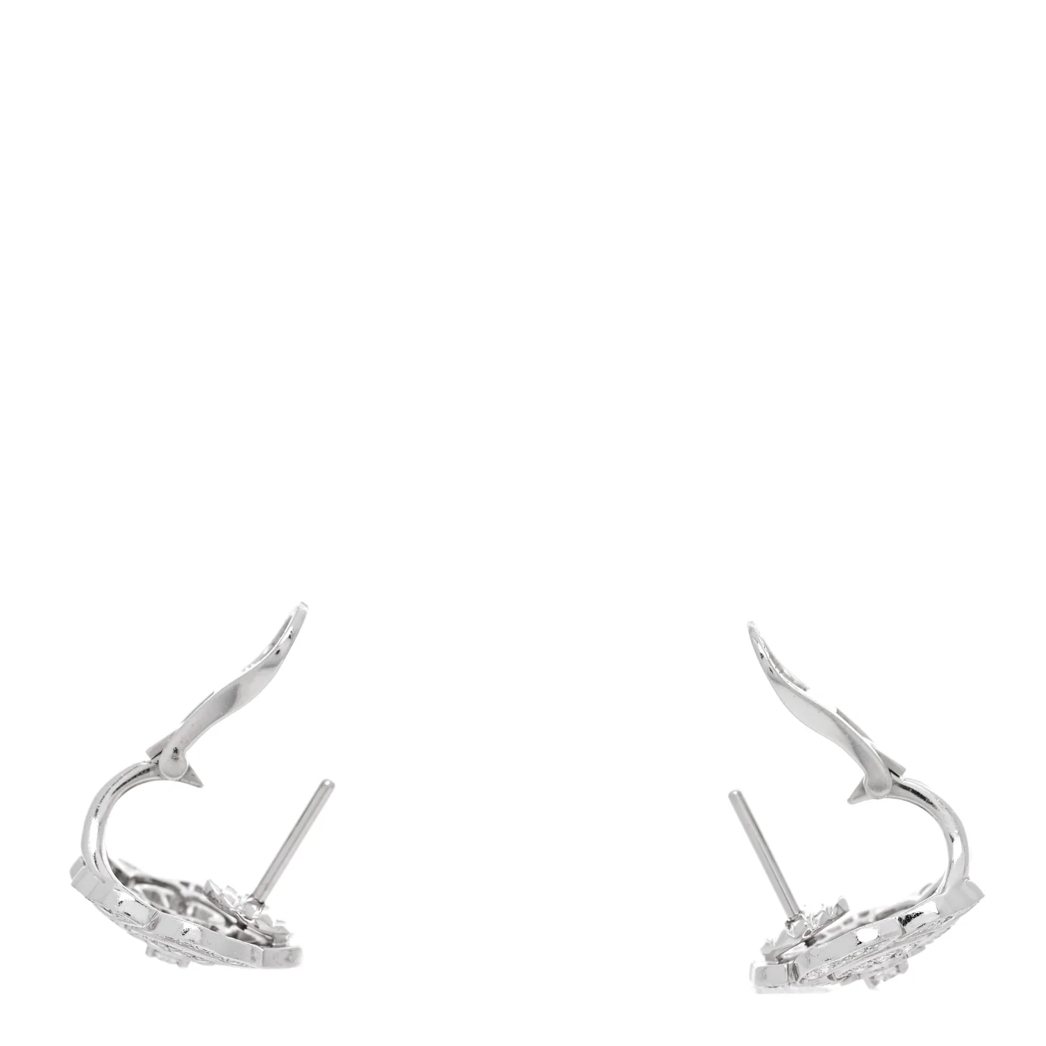 18K White Gold Diamond Bouton de Camelia Earrings - Image 3