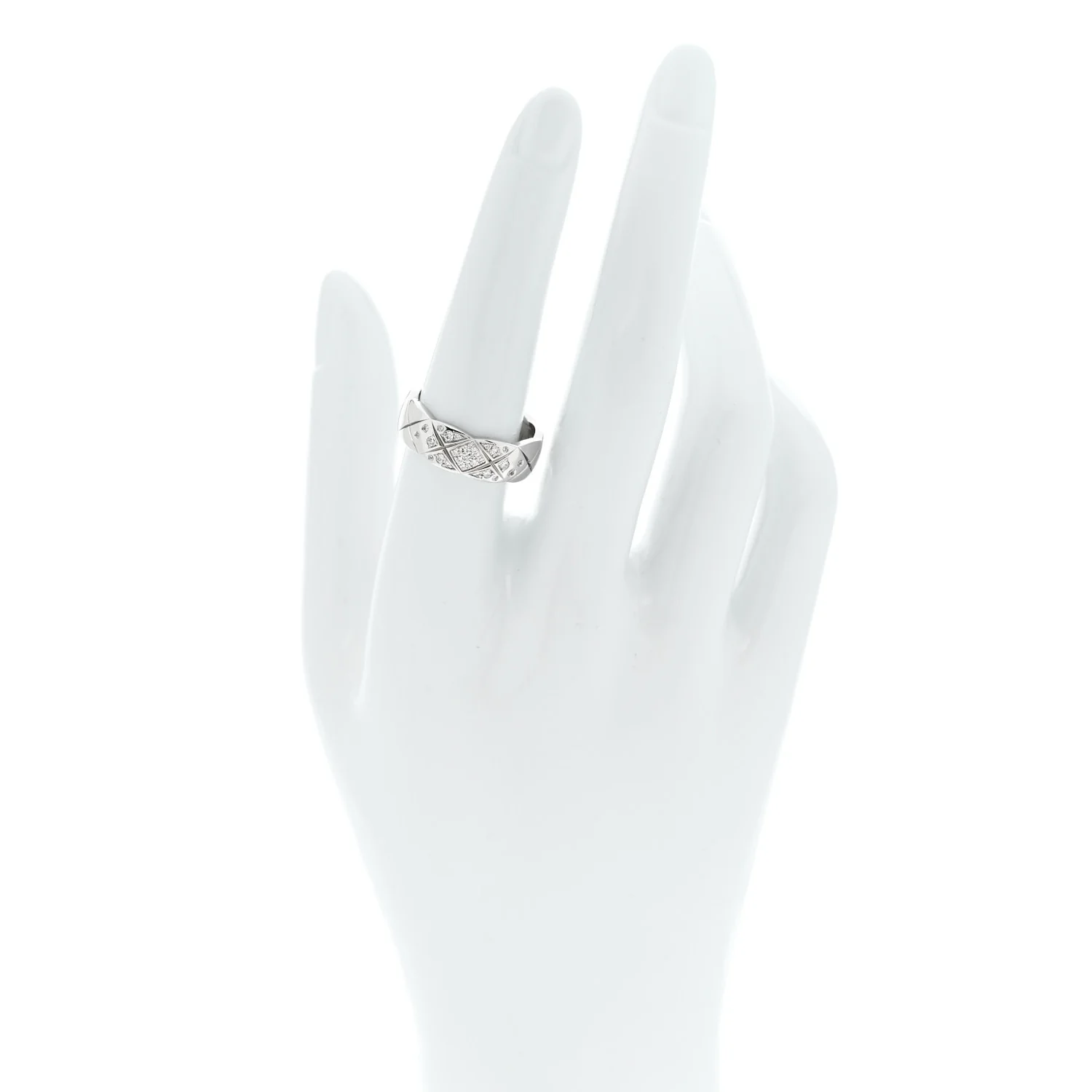 18K White Gold Diamond Small Coco Crush Ring 56 7.75 - Image 2