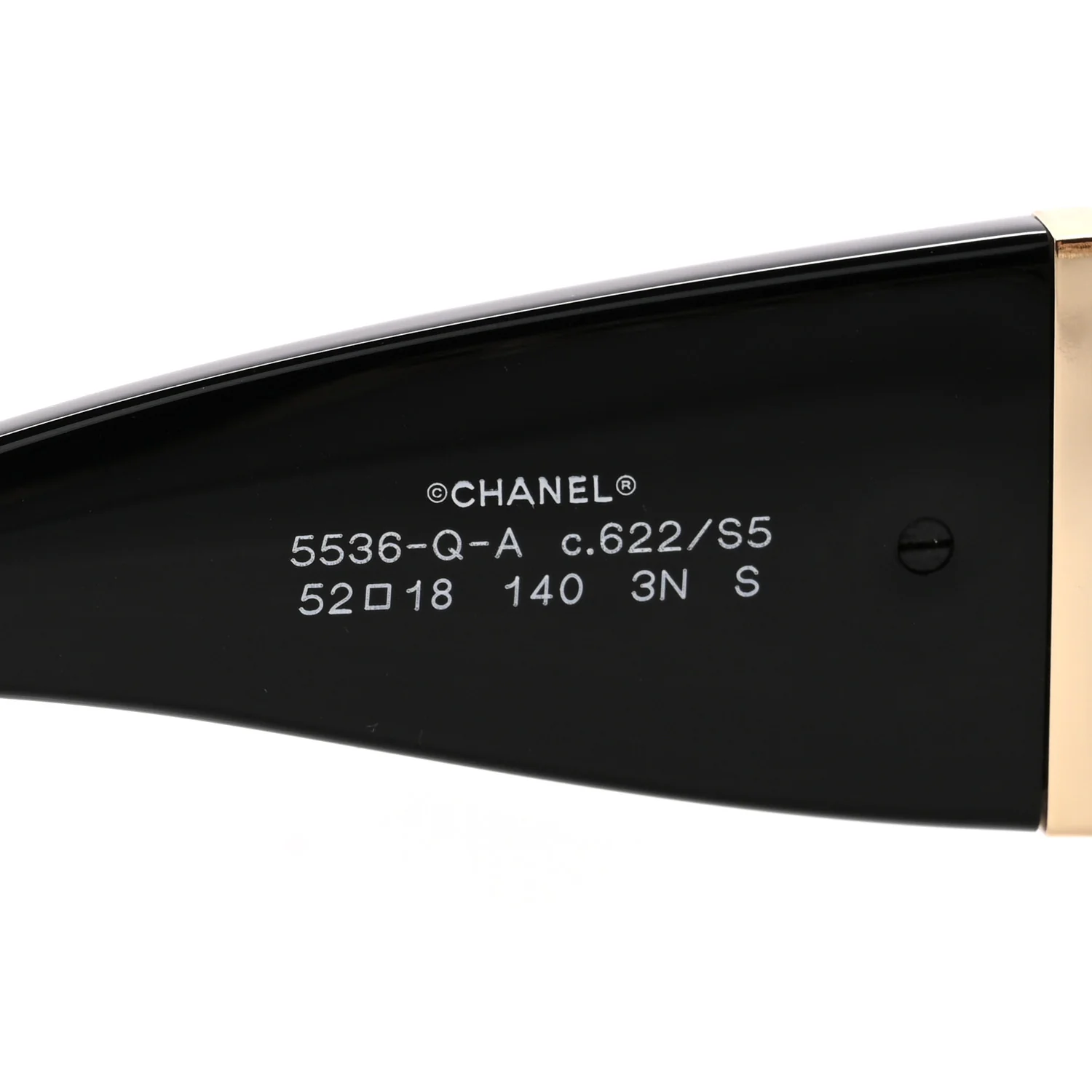 Acetate Calfskin Chain CC Sunglasses 5536-Q-A Black - Image 5