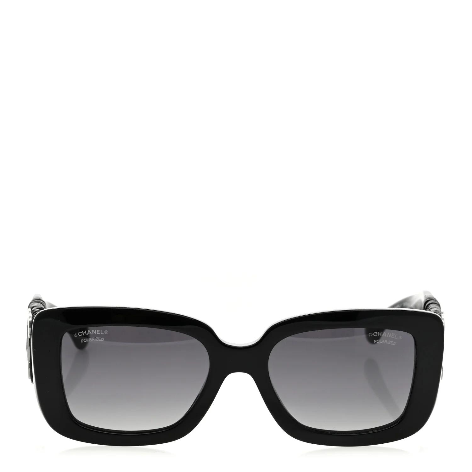 Acetate Calfskin Polarized Square Sunglasses 5473-Q Black - Image 2