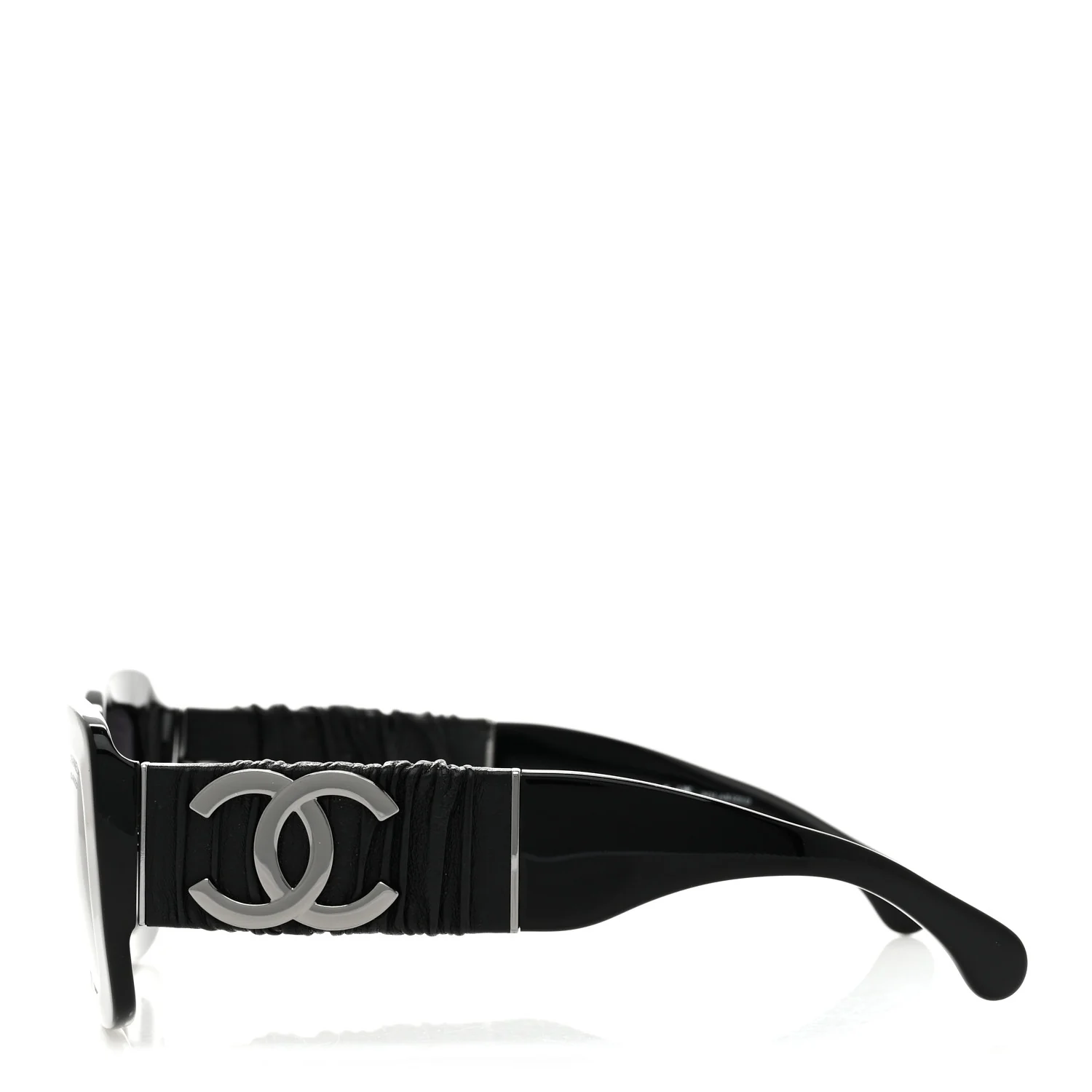 Acetate Calfskin Polarized Square Sunglasses 5473-Q Black - Image 3